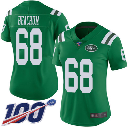 New York Jets Limited Green Women Kelvin Beachum Jersey NFL Football #68 100th Season Rush Vapor Untouchable